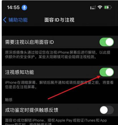 红原苹果14维修网点分享iPhone14注视感知功能有什么用 